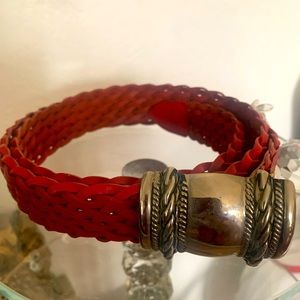 Leather braided belt